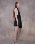 Backless Black Cotton Shirt