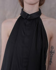 Backless Black Cotton Shirt