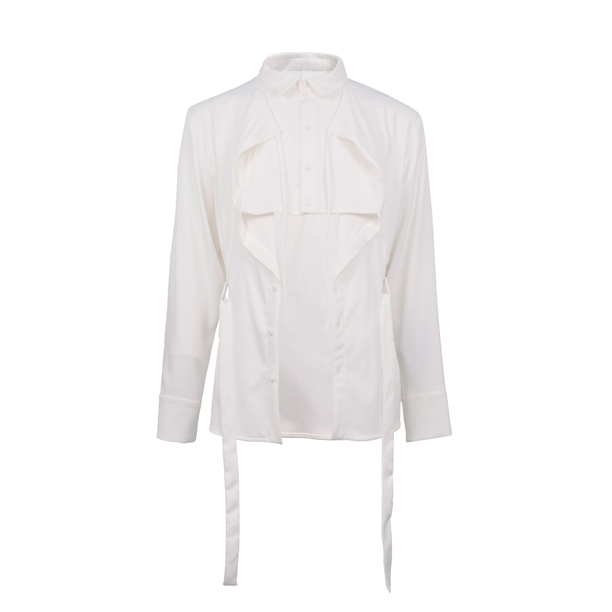 Multi-Layered Lapel Hollow-Out Shirt