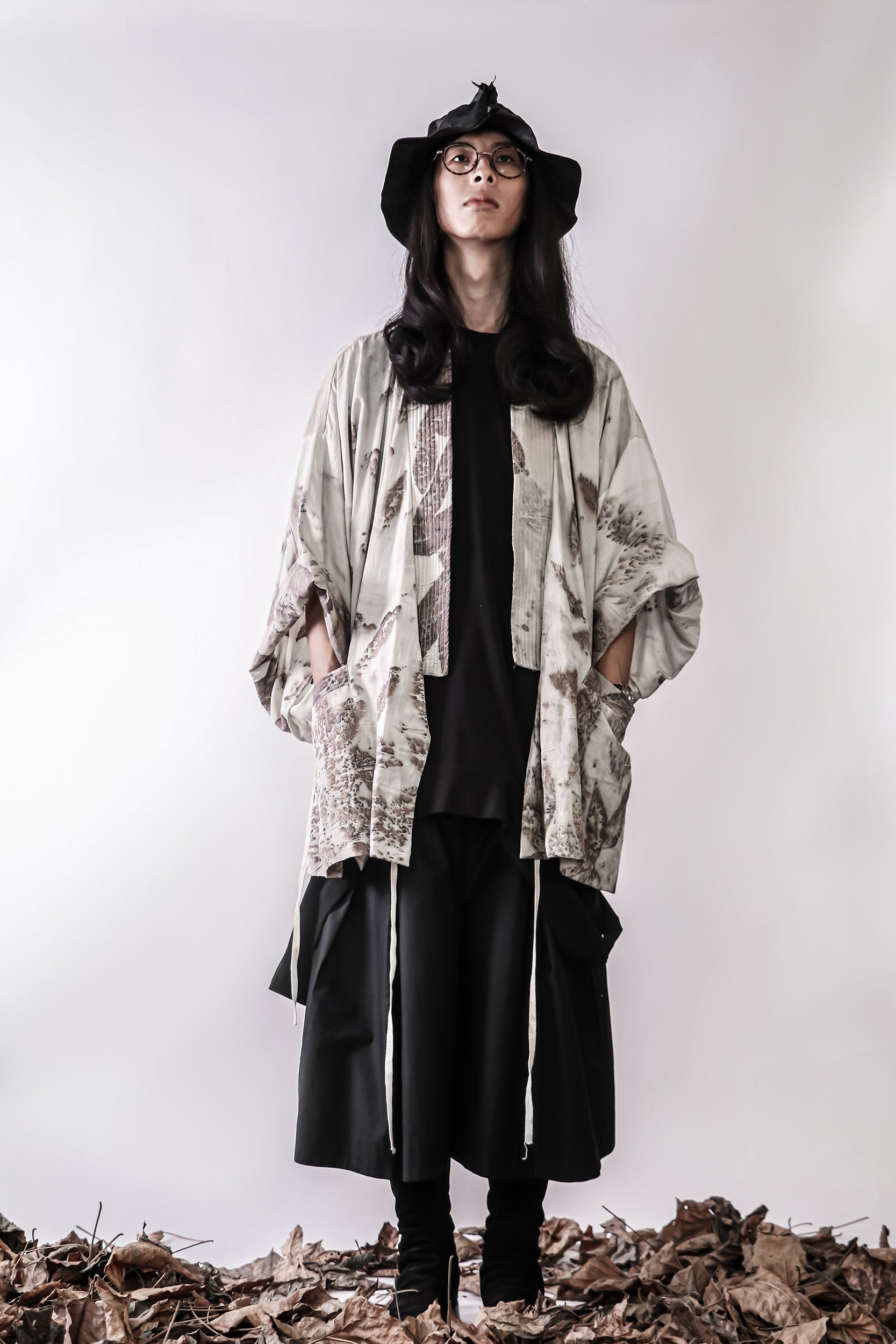 Handmade Botanical Print Oversize Kimono Jacket