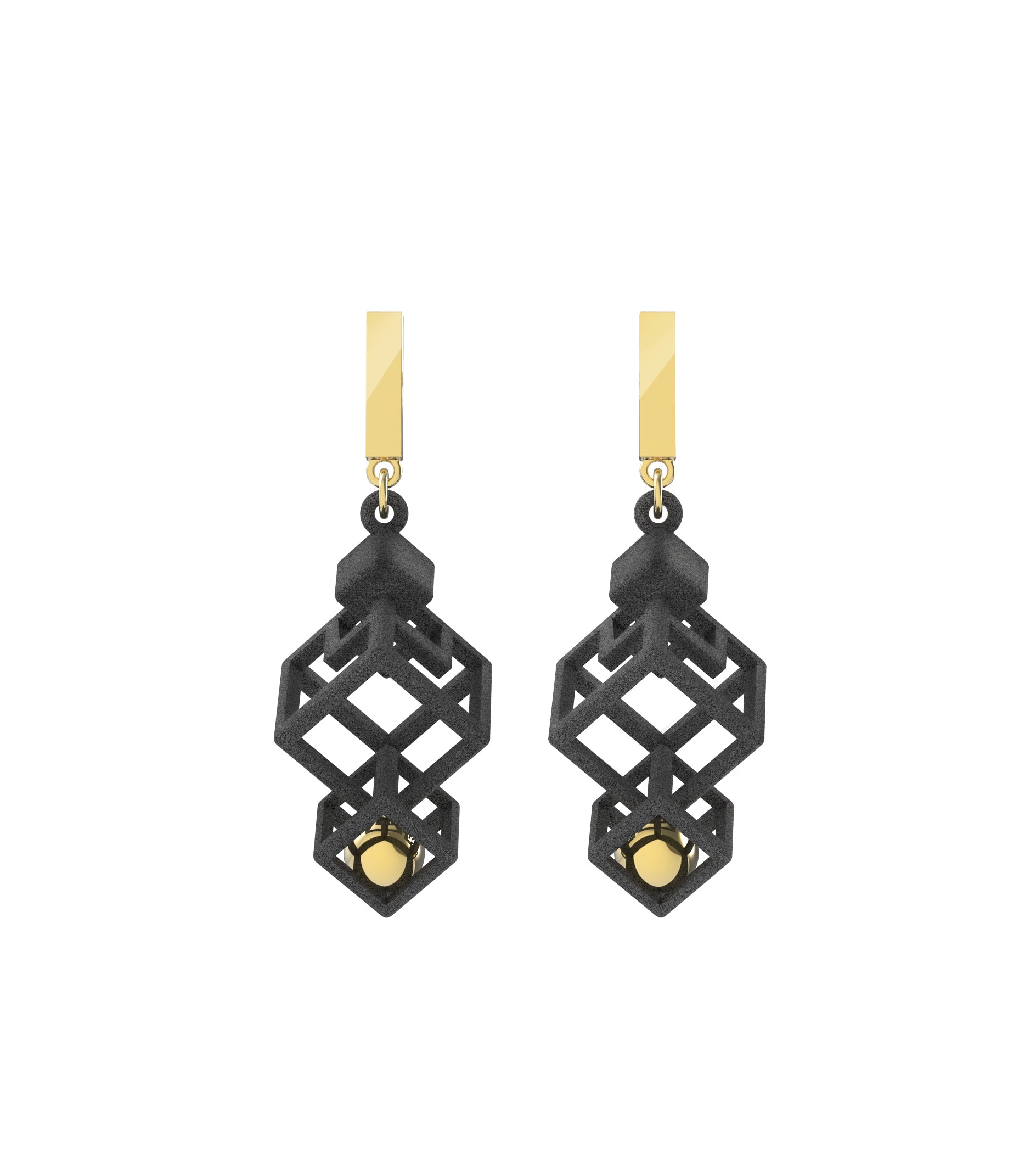 Infinity Art Series - Movable ball in boxes earrings