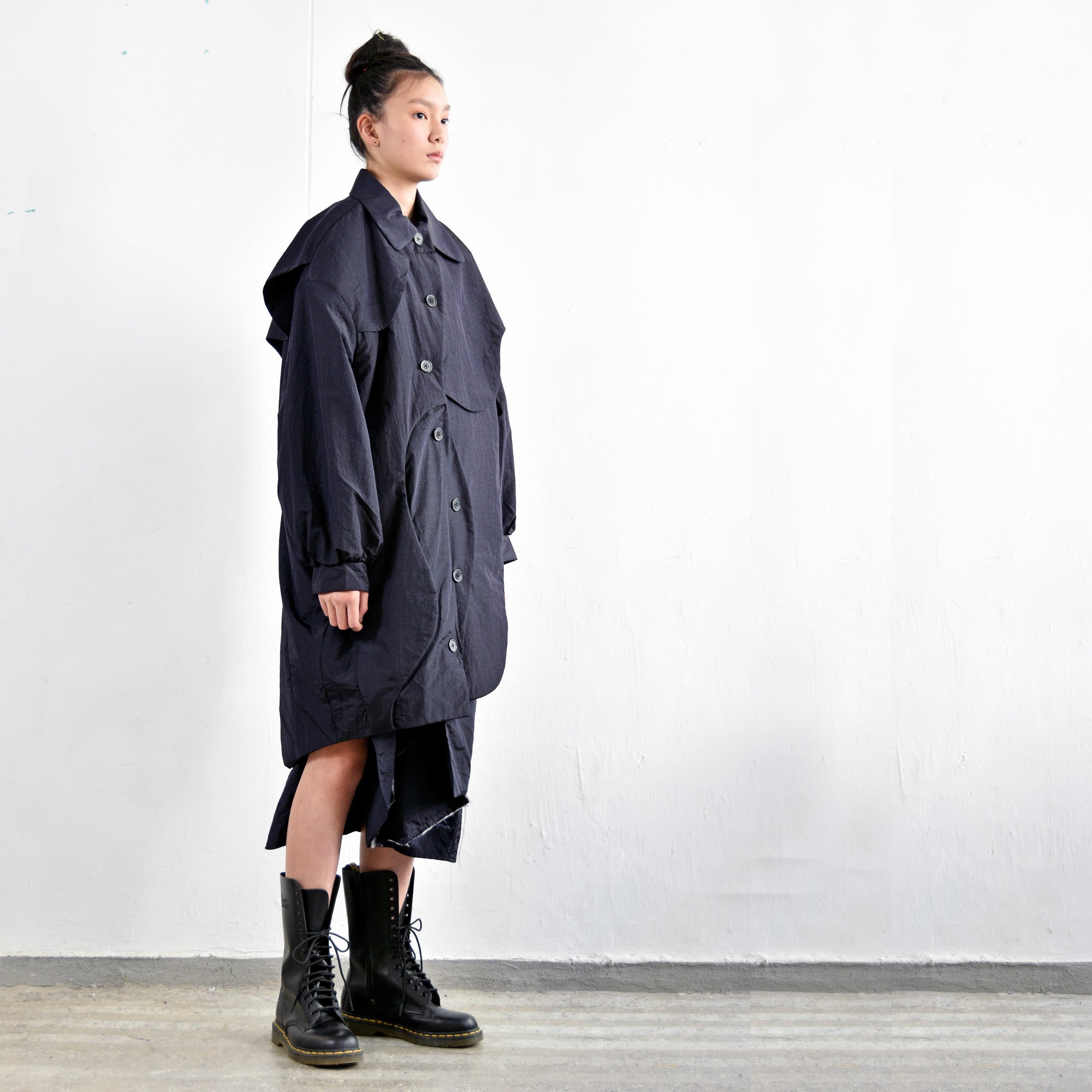 Coat - Long Coat Cocoon Shape with Elevated Panels | phenotypsetter ...